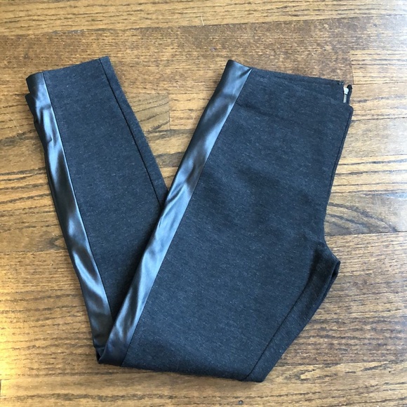 J. Crew Pants - J Crew Charcoal Black Leather Stripe Ankle Crop Stretch Gigi Pant